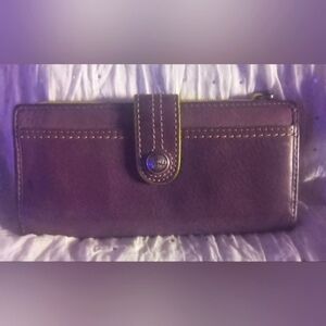 Fossil vintage purple leather w/lime green lining and stitching